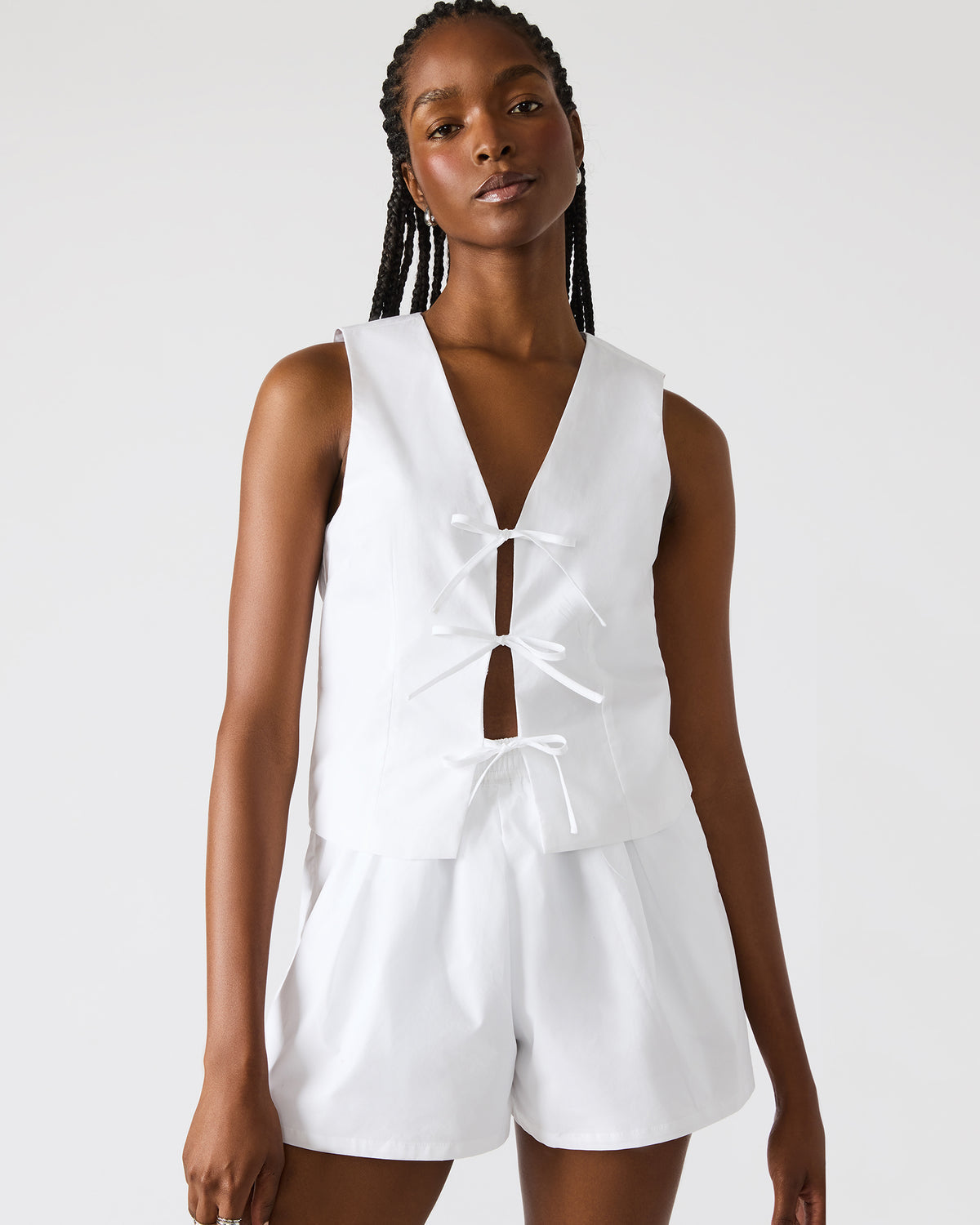ALIZA White Women's Bow Tie-Front Top - Steve Madden