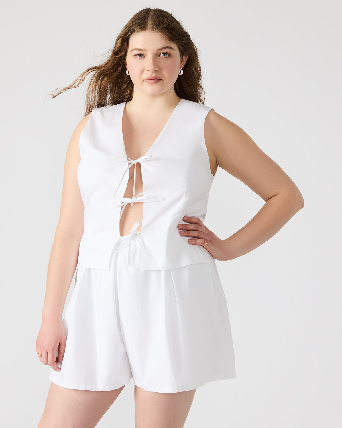 ALIZA White Women's Bow Tie-Front Top - Steve Madden