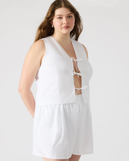 ALIZA White Women's Bow Tie-Front Top - Steve Madden