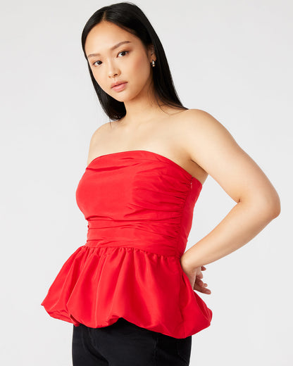 AMARI Top Red | Women's Bubble-Hem Taffeta Strapless Top - Steve Madden