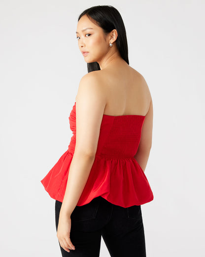 AMARI Top Red | Women's Bubble-Hem Taffeta Strapless Top - Steve Madden