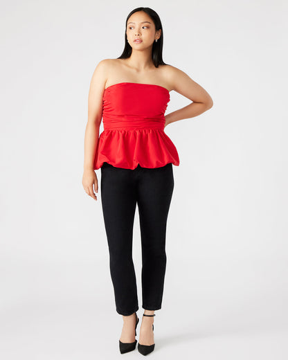AMARI Top Red | Women's Bubble-Hem Taffeta Strapless Top - Steve Madden