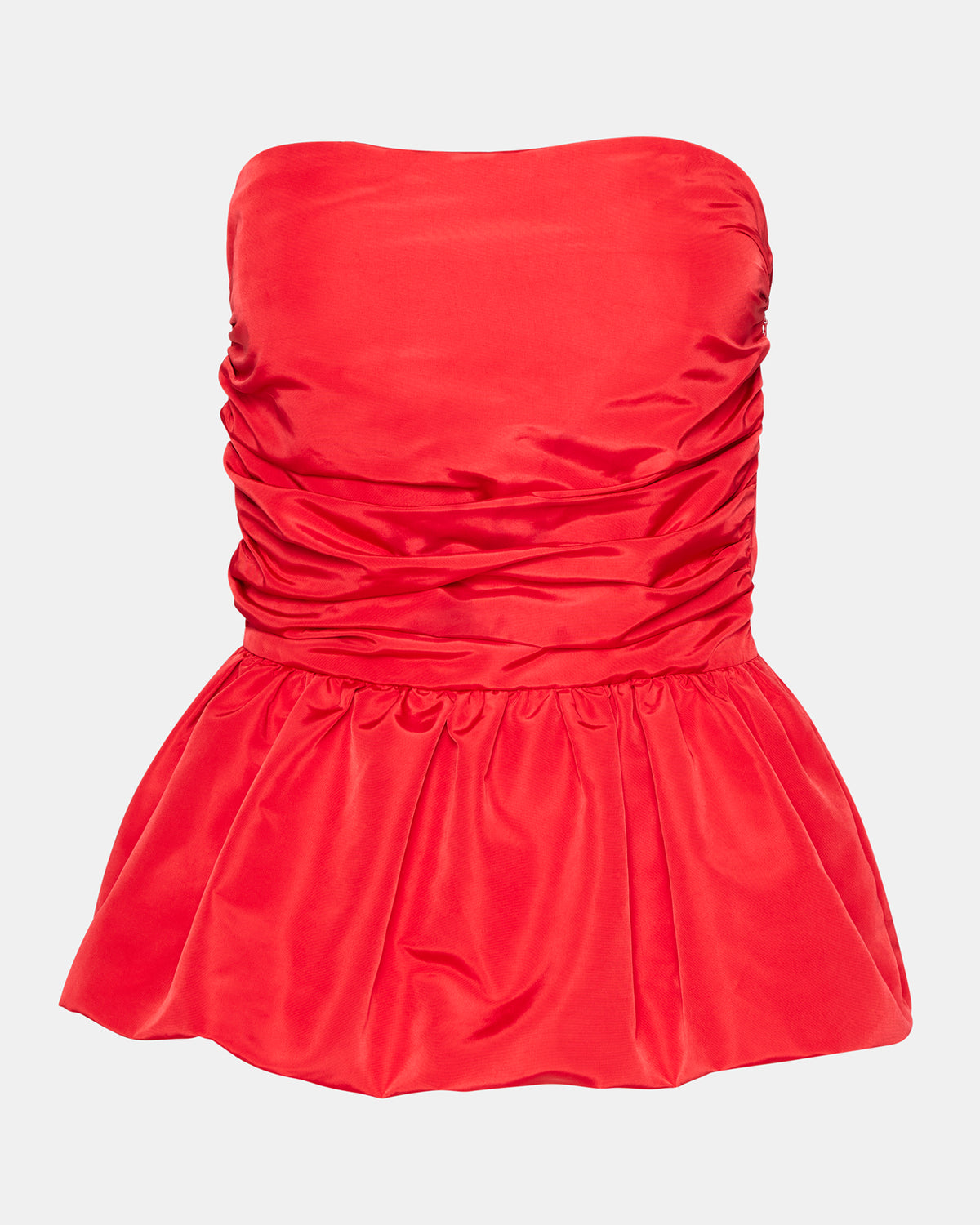 AMARI Top Red | Women's Bubble-Hem Taffeta Strapless Top - Steve Madden