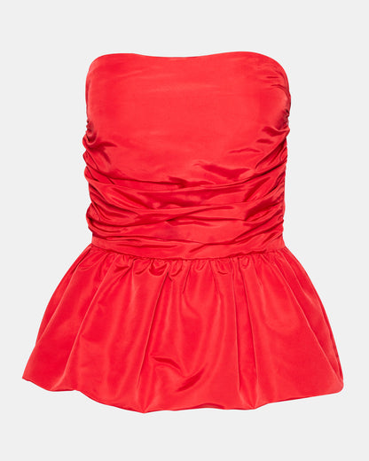 AMARI Top Red | Women's Bubble-Hem Taffeta Strapless Top - Steve Madden