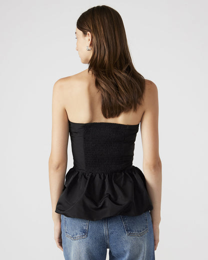 AMARI Top Black | Women's Bubble-Hem Taffeta Strapless Top - Steve Madden