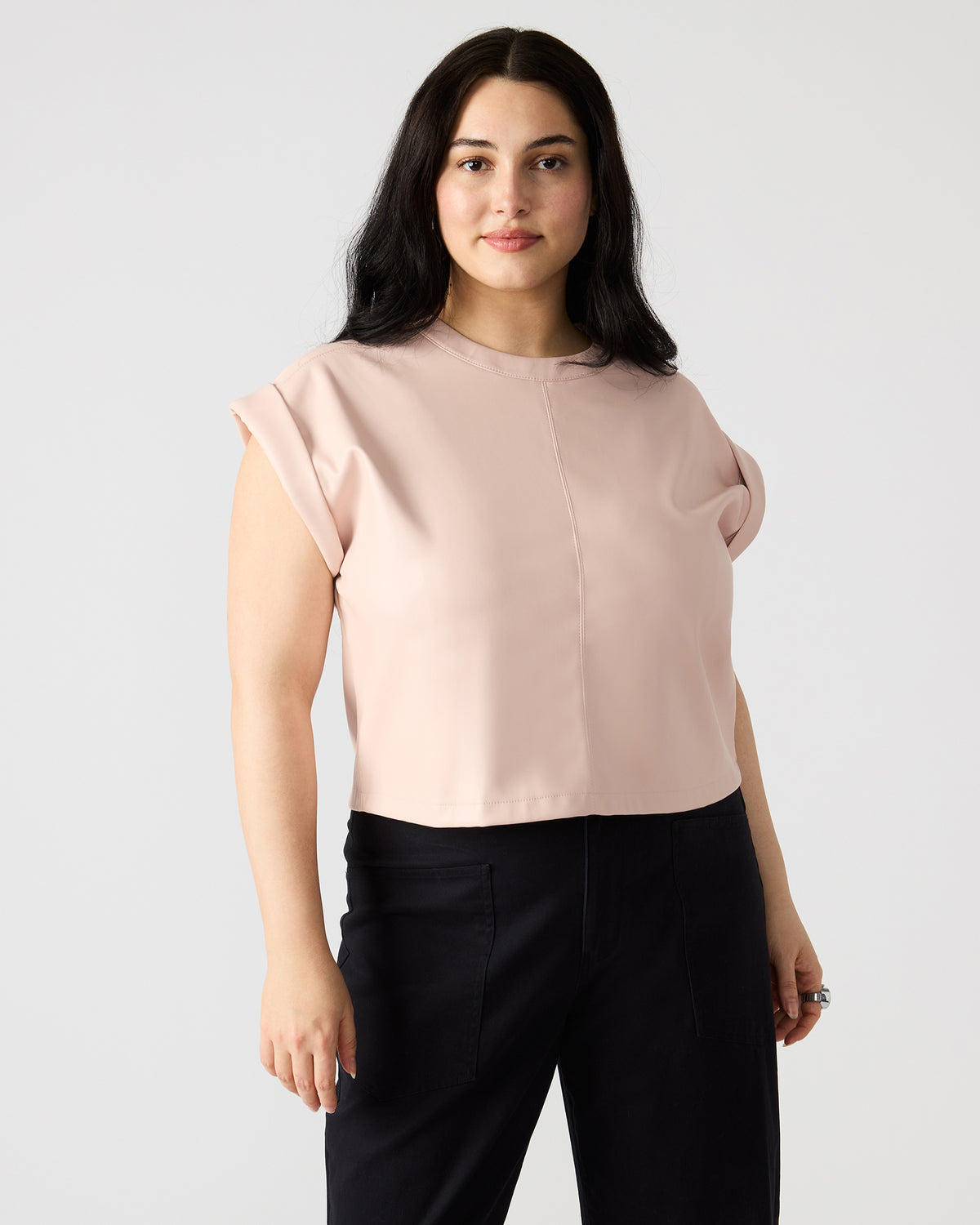 CAT Rose Women's Short-Sleeved Faux Leather Top - Steve Madden