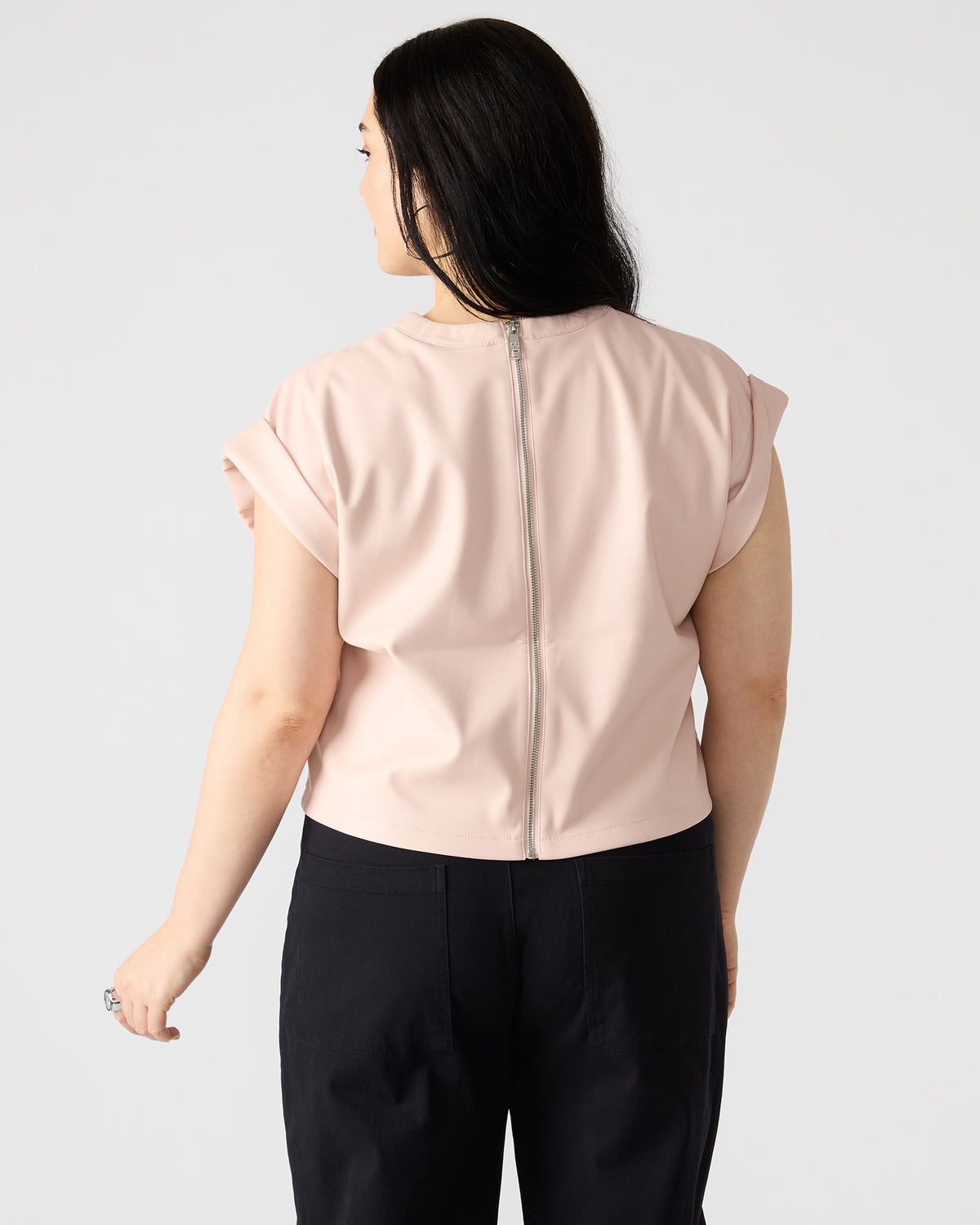 CAT Rose Women's Short-Sleeved Faux Leather Top - Steve Madden