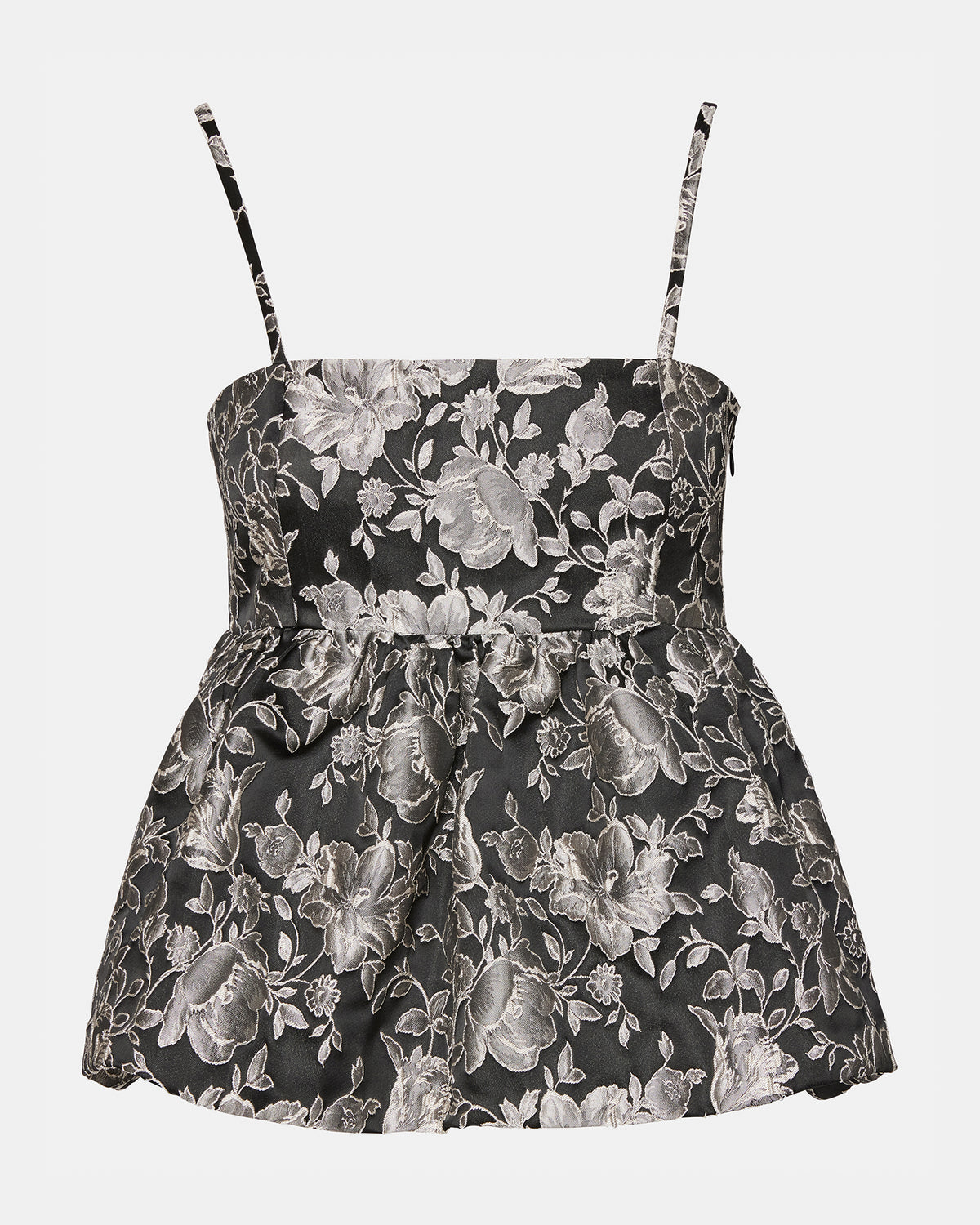 BODI Top Black Multi | Women's Bubble-Hem Taffeta Camisole Top - Steve Madden