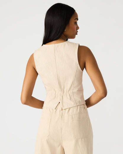 SELENE Khaki Women's Button-Up Sleeveless Fabric Vest Top - Steve Madden