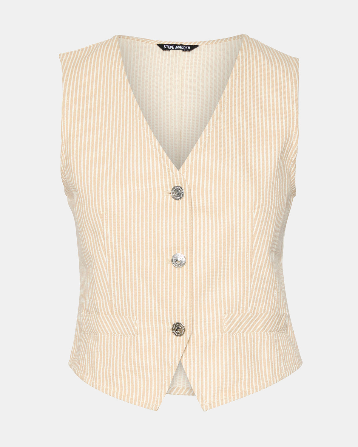 SELENE Khaki Women's Button-Up Sleeveless Fabric Vest Top - Steve Madden