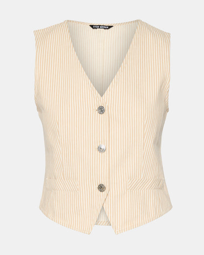 SELENE Khaki Women's Button-Up Sleeveless Fabric Vest Top - Steve Madden