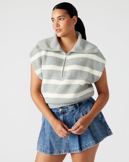 EASTON Sweater Grey | Sleeveless Hooded Sweater - Steve Madden