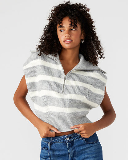 EASTON Sweater Grey | Sleeveless Hooded Sweater - Steve Madden