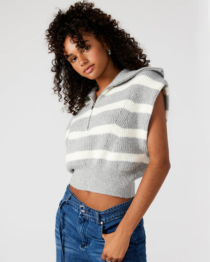 EASTON Sweater Grey | Sleeveless Hooded Sweater - Steve Madden