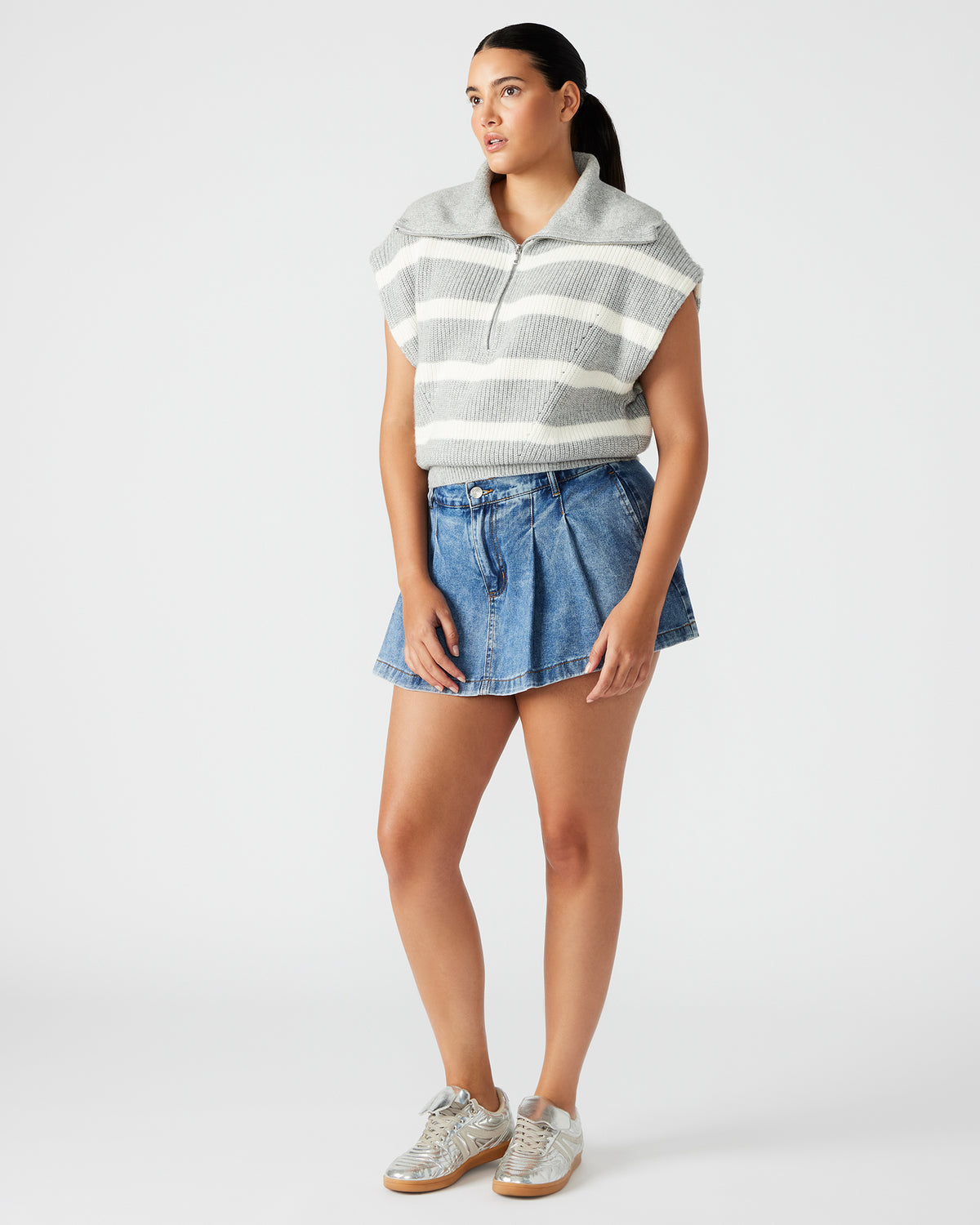 EASTON Sweater Grey | Sleeveless Hooded Sweater - Steve Madden