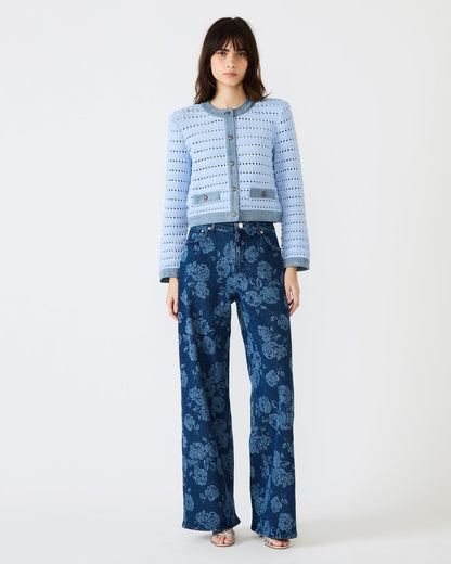 JAXON Rose Frost Wide-Leg Denim Floral Print Women's Jeans - Steve Madden