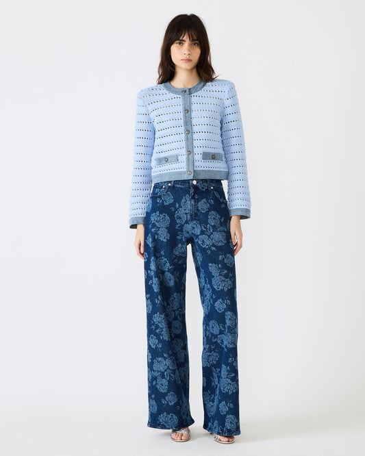 JAXON Rose Frost Wide-Leg Denim Floral Print Women's Jeans - Steve Madden