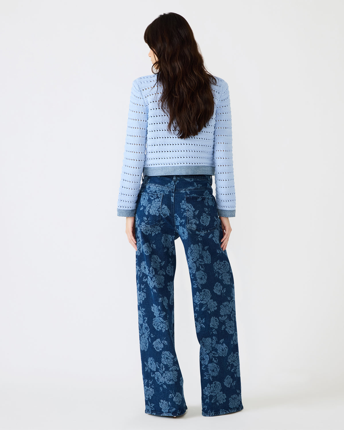 JAXON Rose Frost Wide-Leg Denim Floral Print Women's Jeans - Steve Madden