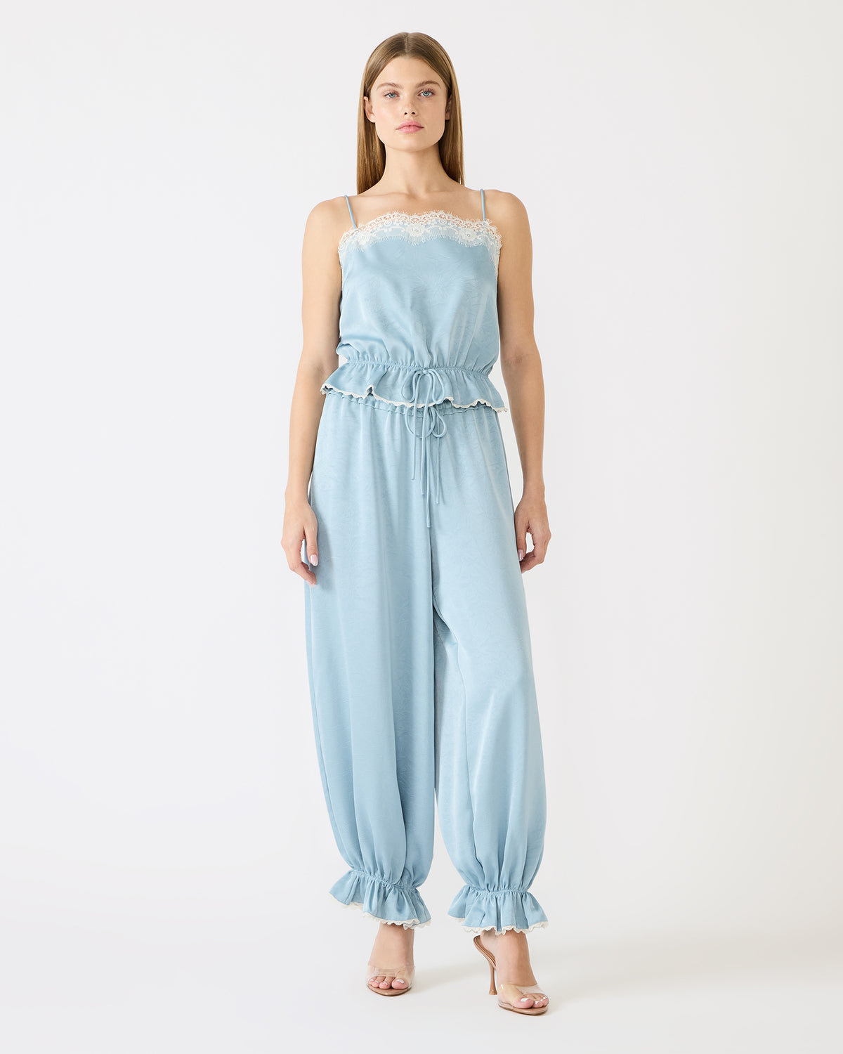 ROAN Dusty Blue Tie-Front Parachute Women's Pants - Steve Madden