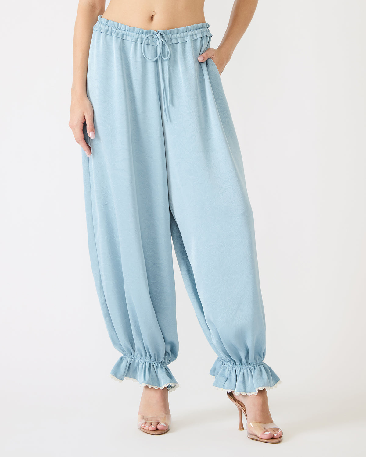 ROAN Dusty Blue Tie-Front Parachute Women's Pants - Steve Madden