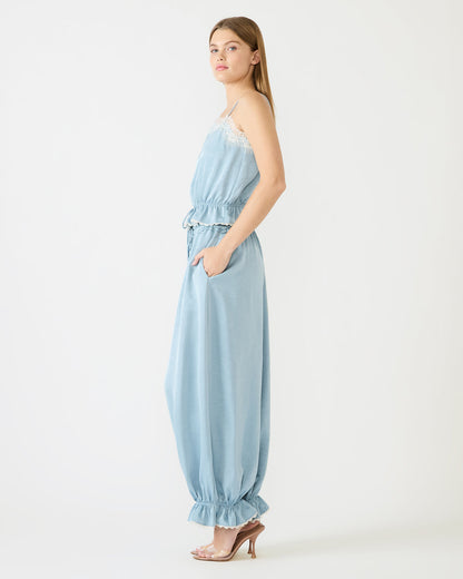 ROAN Dusty Blue Tie-Front Parachute Women's Pants - Steve Madden