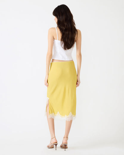 CINTHIA Golden Lime Lace Trime Women's Midi Skirt - Steve Madden
