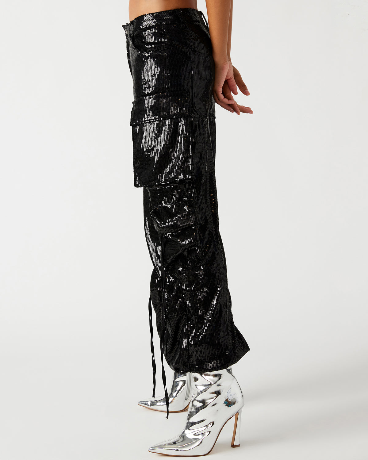 DUO Black Sequin Women's Utility Cargo Pants - Steve Madden
