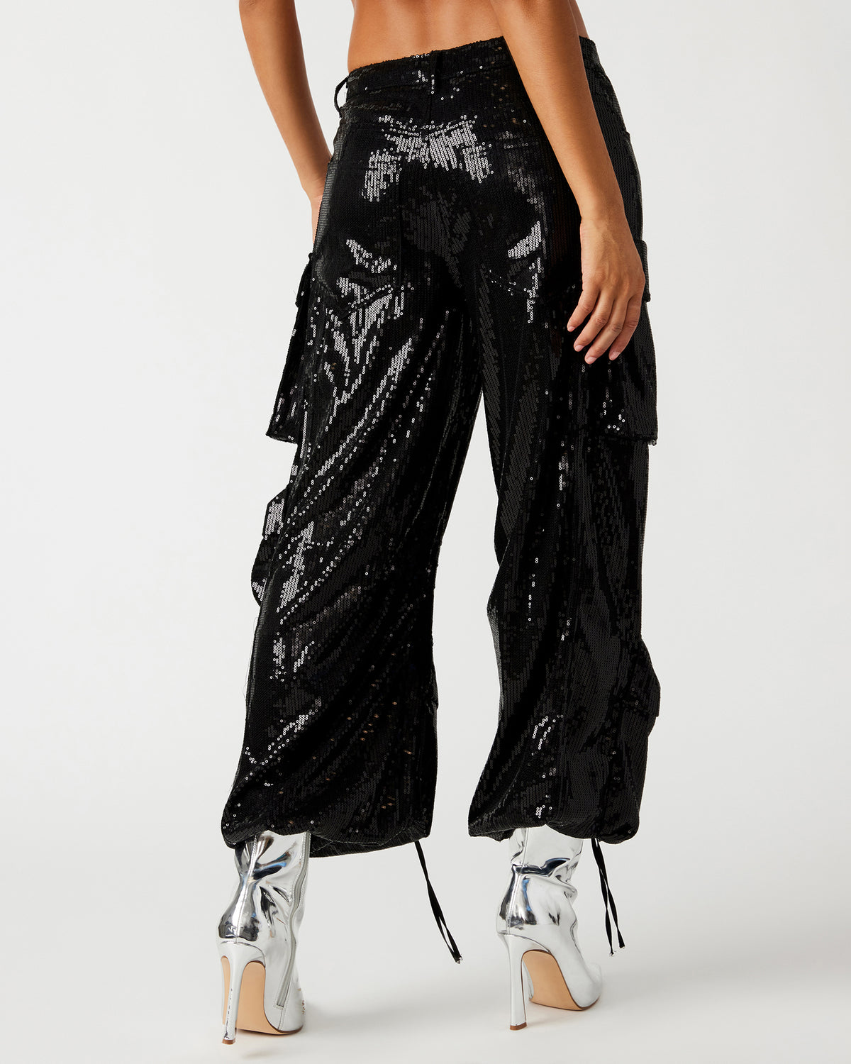 DUO Black Sequin Women's Utility Cargo Pants - Steve Madden