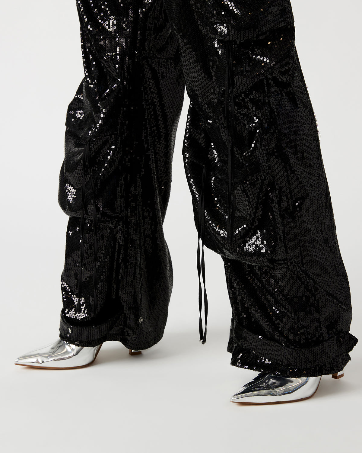DUO Black Sequin Women's Utility Cargo Pants - Steve Madden