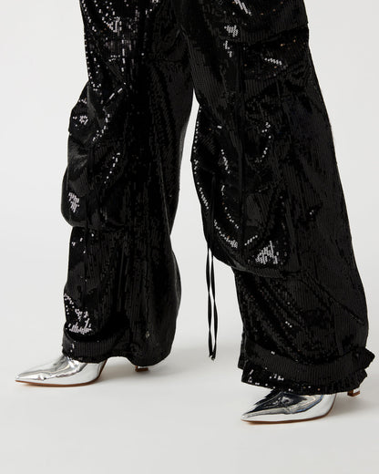 DUO Black Sequin Women's Utility Cargo Pants - Steve Madden