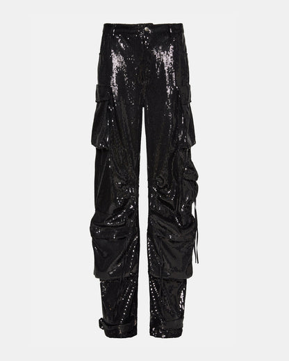 DUO Black Sequin Women's Utility Cargo Pants - Steve Madden