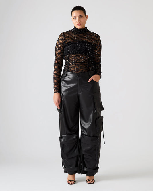 Vegan Leather Duo Black Women's Utility Cargo Pants - Steve Madden