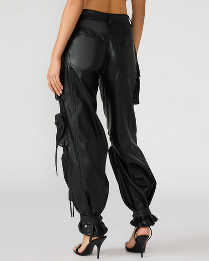 Vegan Leather Duo Black Women's Utility Cargo Pants - Steve Madden
