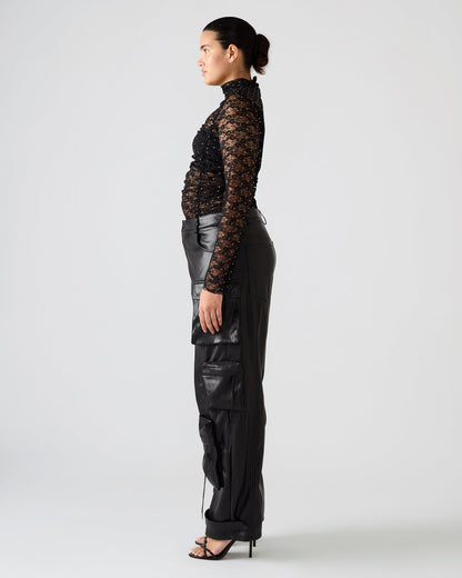 Vegan Leather Duo Black Women's Utility Cargo Pants - Steve Madden