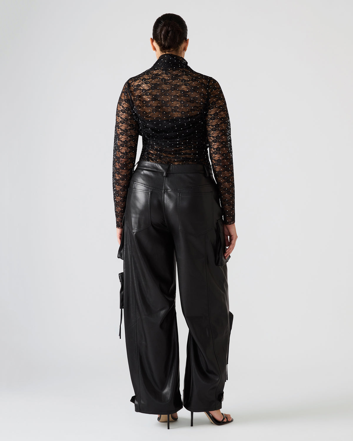 Vegan Leather Duo Black Women's Utility Cargo Pants - Steve Madden