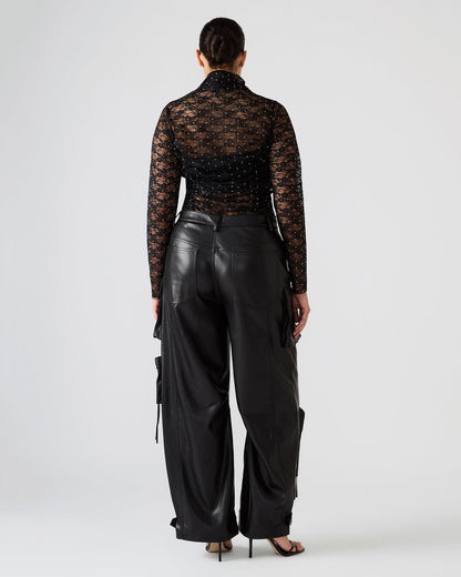 Vegan Leather Duo Black Women's Utility Cargo Pants - Steve Madden