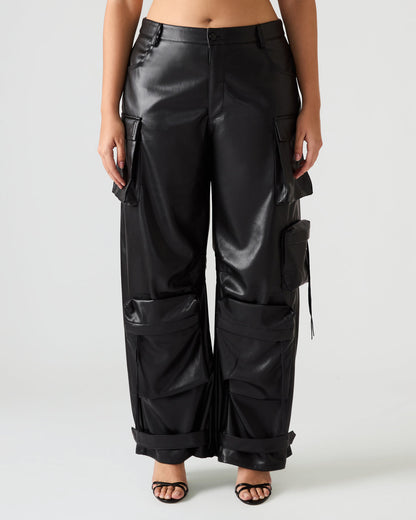 Vegan Leather Duo Black Women's Utility Cargo Pants - Steve Madden