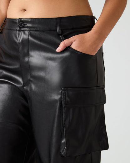 Vegan Leather Duo Black Women's Utility Cargo Pants - Steve Madden
