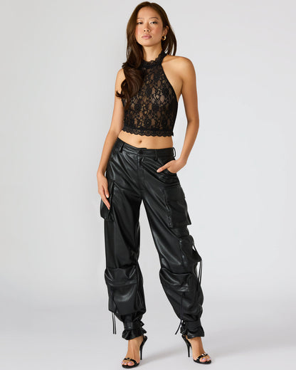 Vegan Leather Duo Black Women's Utility Cargo Pants - Steve Madden