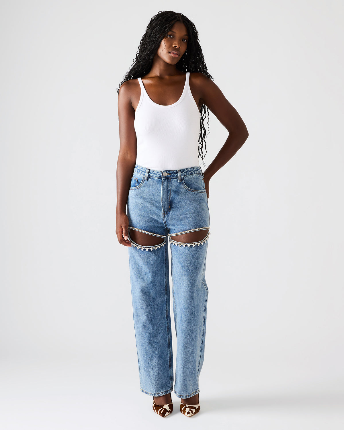 TAYLOR Jean Rhinestone Women's Cutout Jeans - Steve Madden