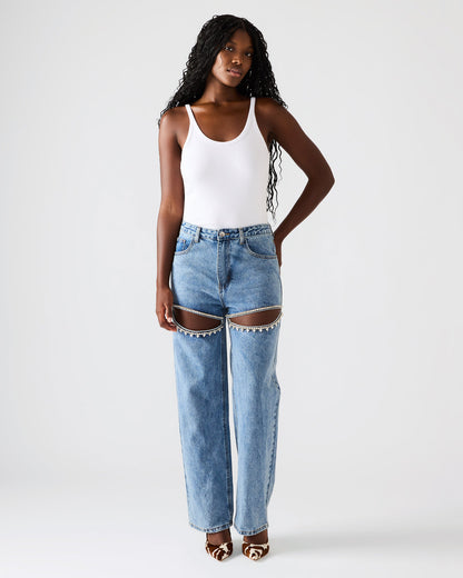 TAYLOR Jean Rhinestone Women's Cutout Jeans - Steve Madden