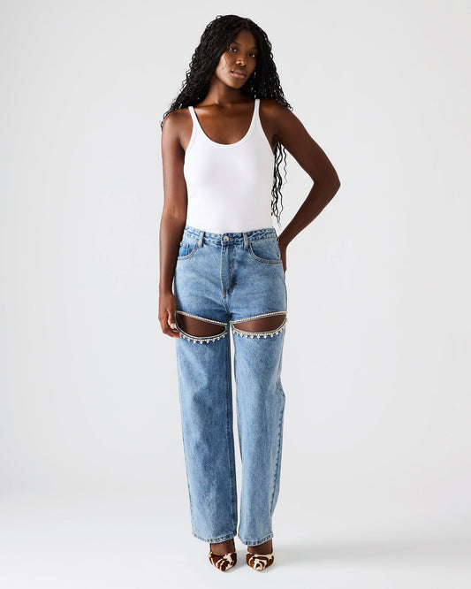 TAYLOR Jean Rhinestone Women's Cutout Jeans - Steve Madden