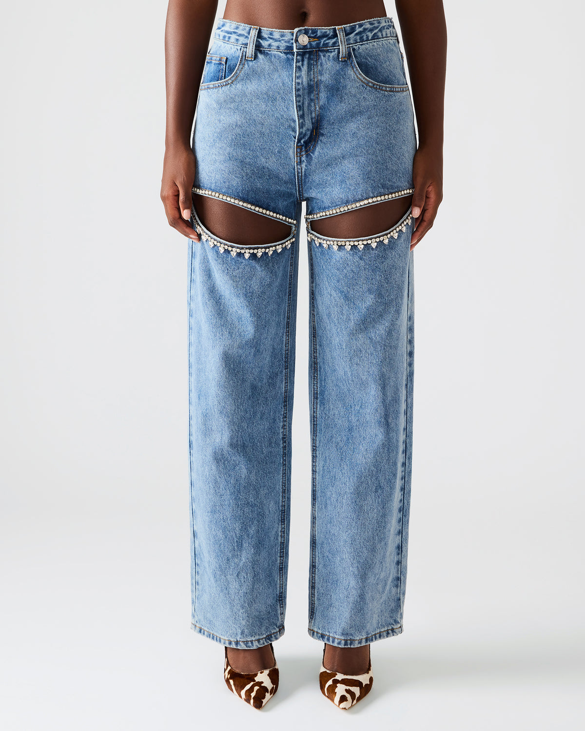 TAYLOR Jean Rhinestone Women's Cutout Jeans - Steve Madden