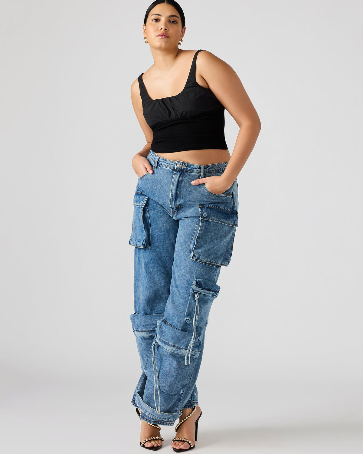 DUO Medium Denim Women's Utility Cargo Pants - Steve Madden