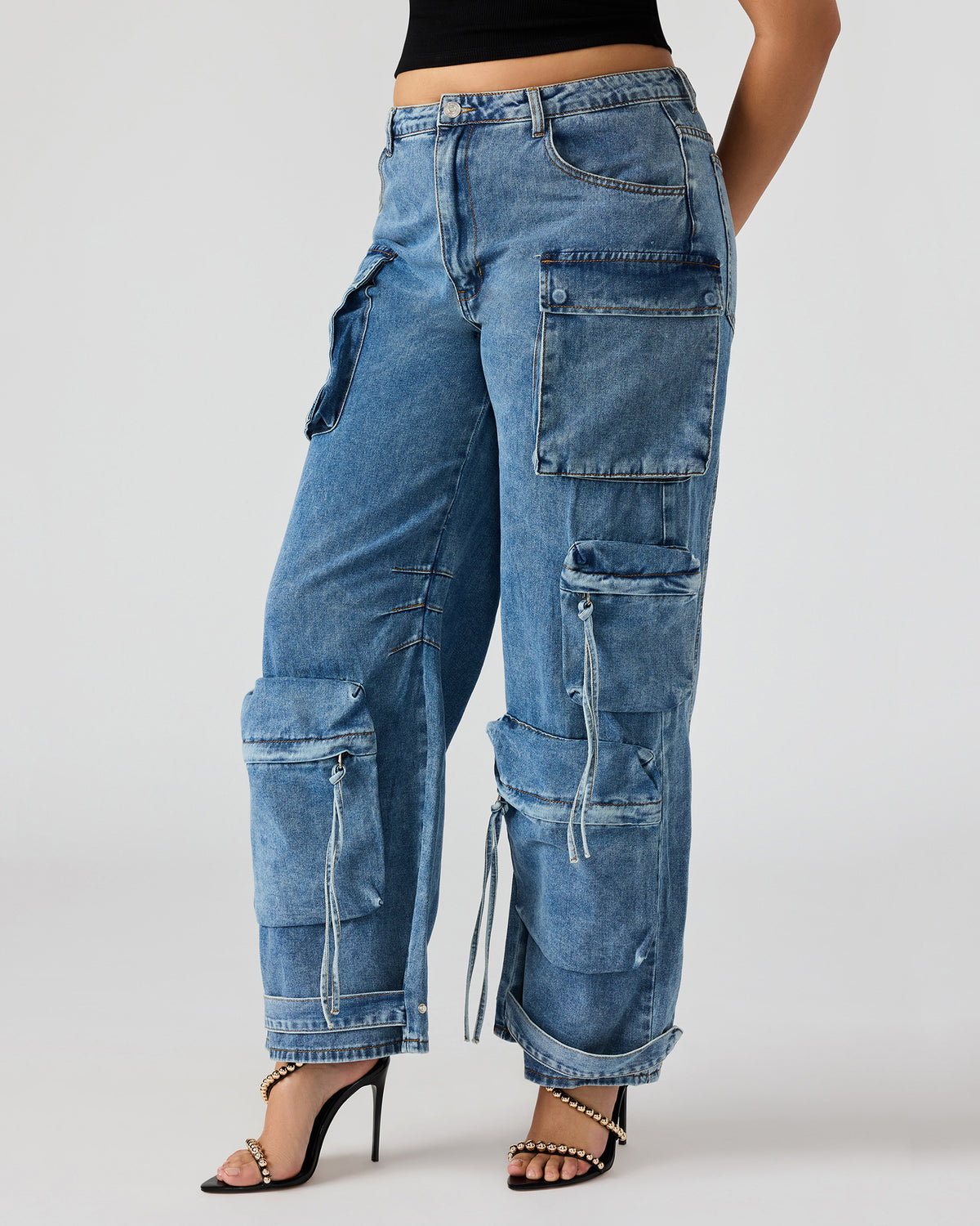 DUO Medium Denim Women's Utility Cargo Pants - Steve Madden