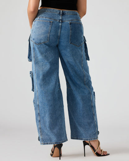 DUO Medium Denim Women's Utility Cargo Pants - Steve Madden