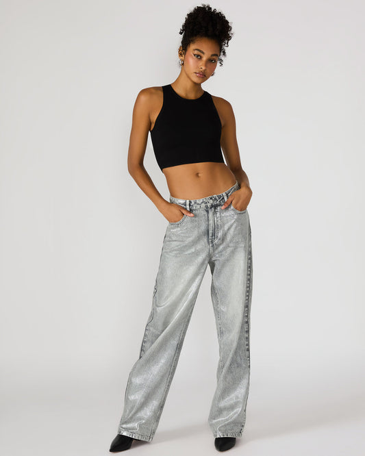 ZO Silver Straight-Leg Metallic Women's Jeans - Steve Madden