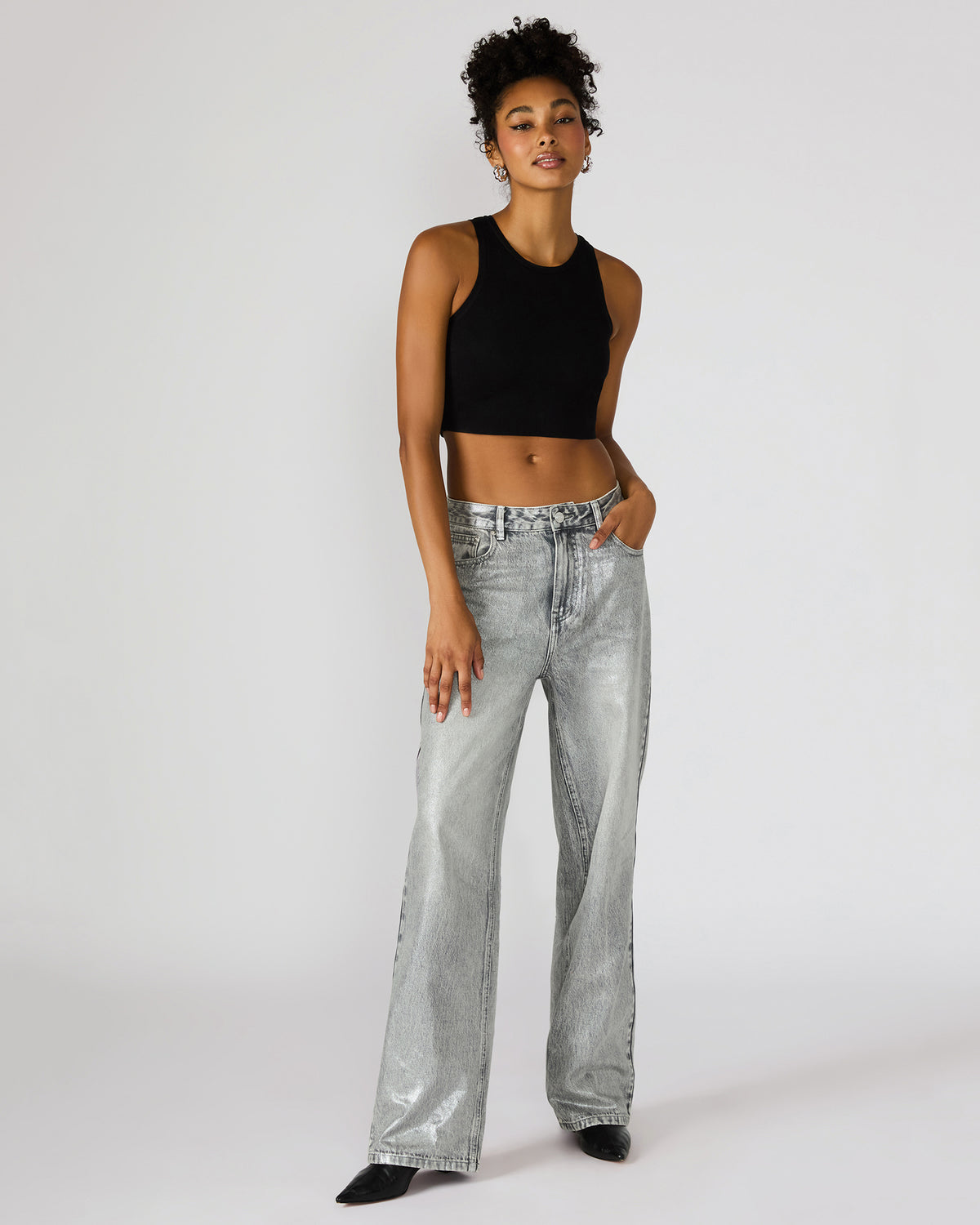 ZO Silver Straight-Leg Metallic Women's Jeans - Steve Madden