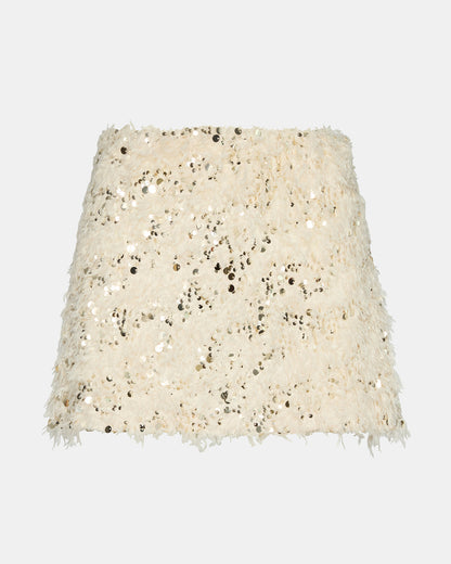CINDI Ivory Feather Embellished Women's Skirt - Steve Madden