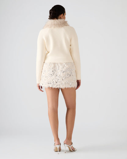 CINDI Ivory Feather Embellished Women's Skirt - Steve Madden